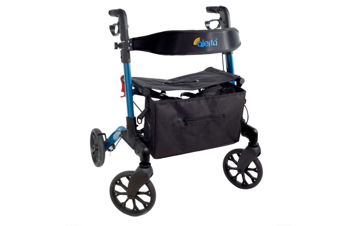 Alerta Four-Wheel Aluminium Rollator with Seat and Bag