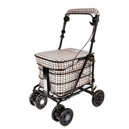 Seated Shopping / Walker Trolley - Light Tartan Black Edition