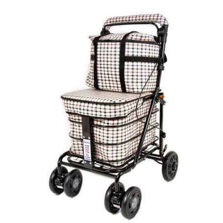 Seated Shopping / Walker Trolley - Light Tartan Black Edition