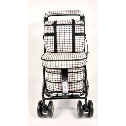 Seated Shopping / Walker Trolley - Light Tartan Black Edition