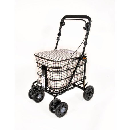 Seated Shopping / Walker Trolley - Light Tartan Black Edition